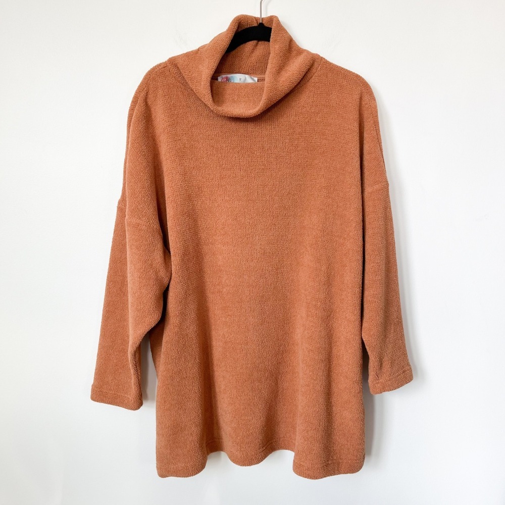 Free People FP Beach Mock Chenille Long Sleeve Tunic Oversize Sweater Mini Dress